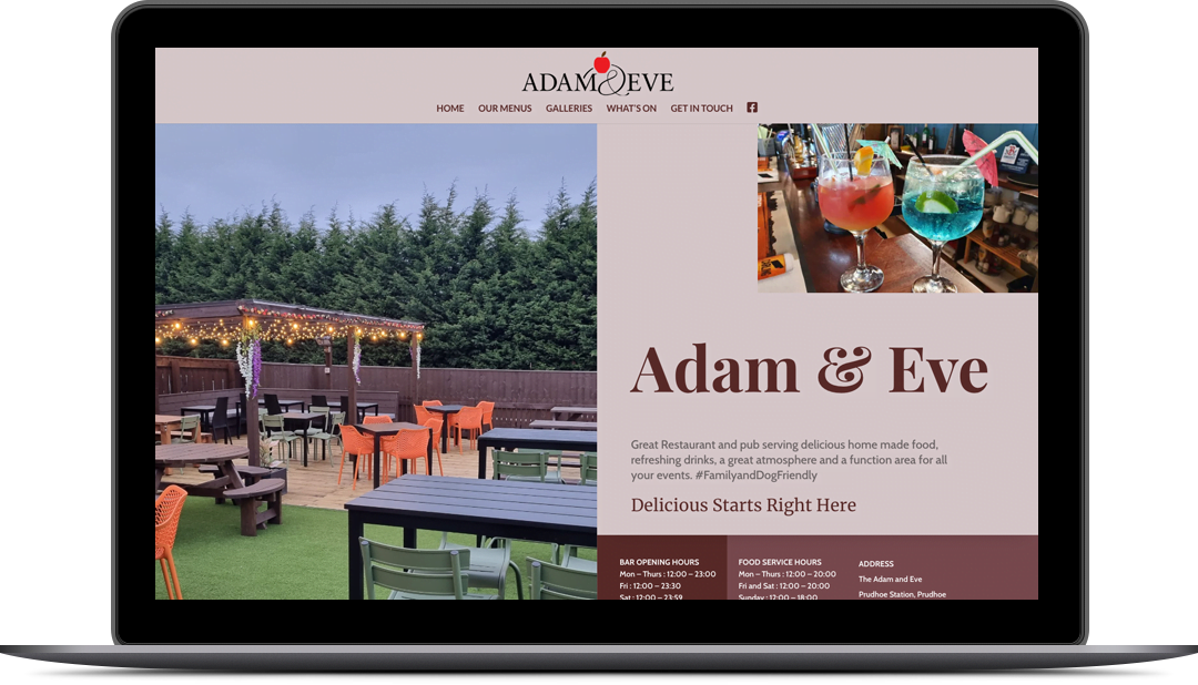 Wordpress Website screen - The Adam & Eve